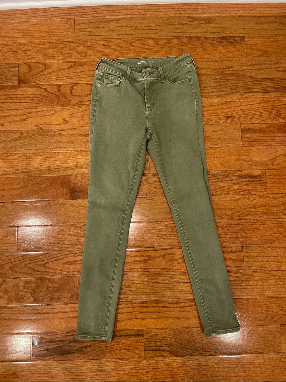 Old Navy Rockstar Super Skinny Mid-Rise Olive Green Denim Jeans Size 6